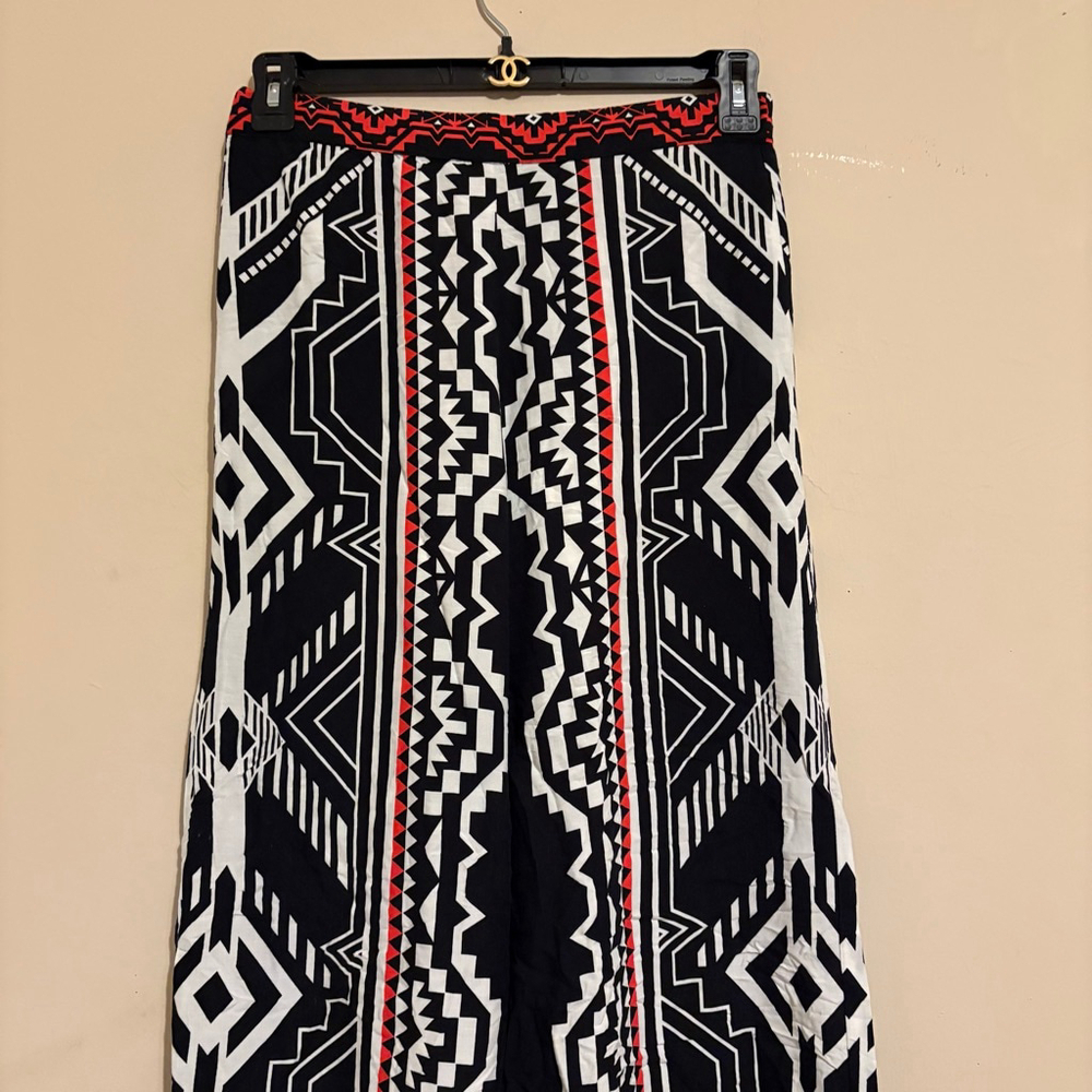 Women's Jealous Tomato L Black Red White Tribal Print Wide Leg Pants - Picture 10 of 15